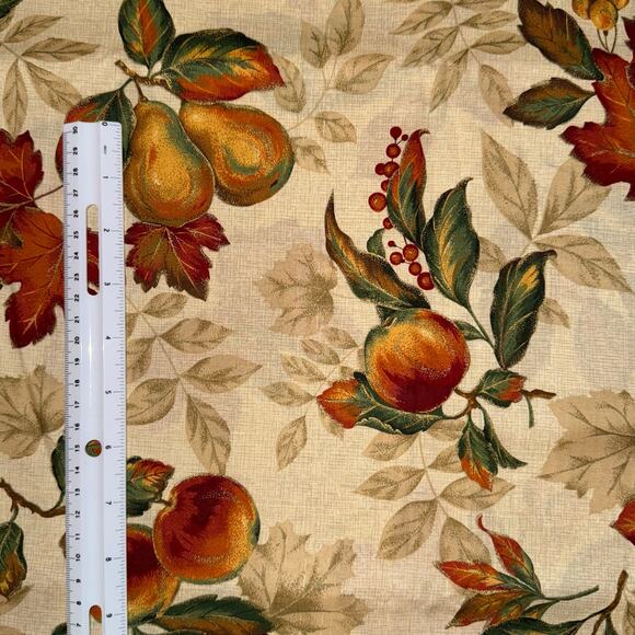 Fall Harvest Leaves, Fruit - VIP for Cranston Fabric - 1/2 Yard - Gold Metallic - Picture 2 of 9